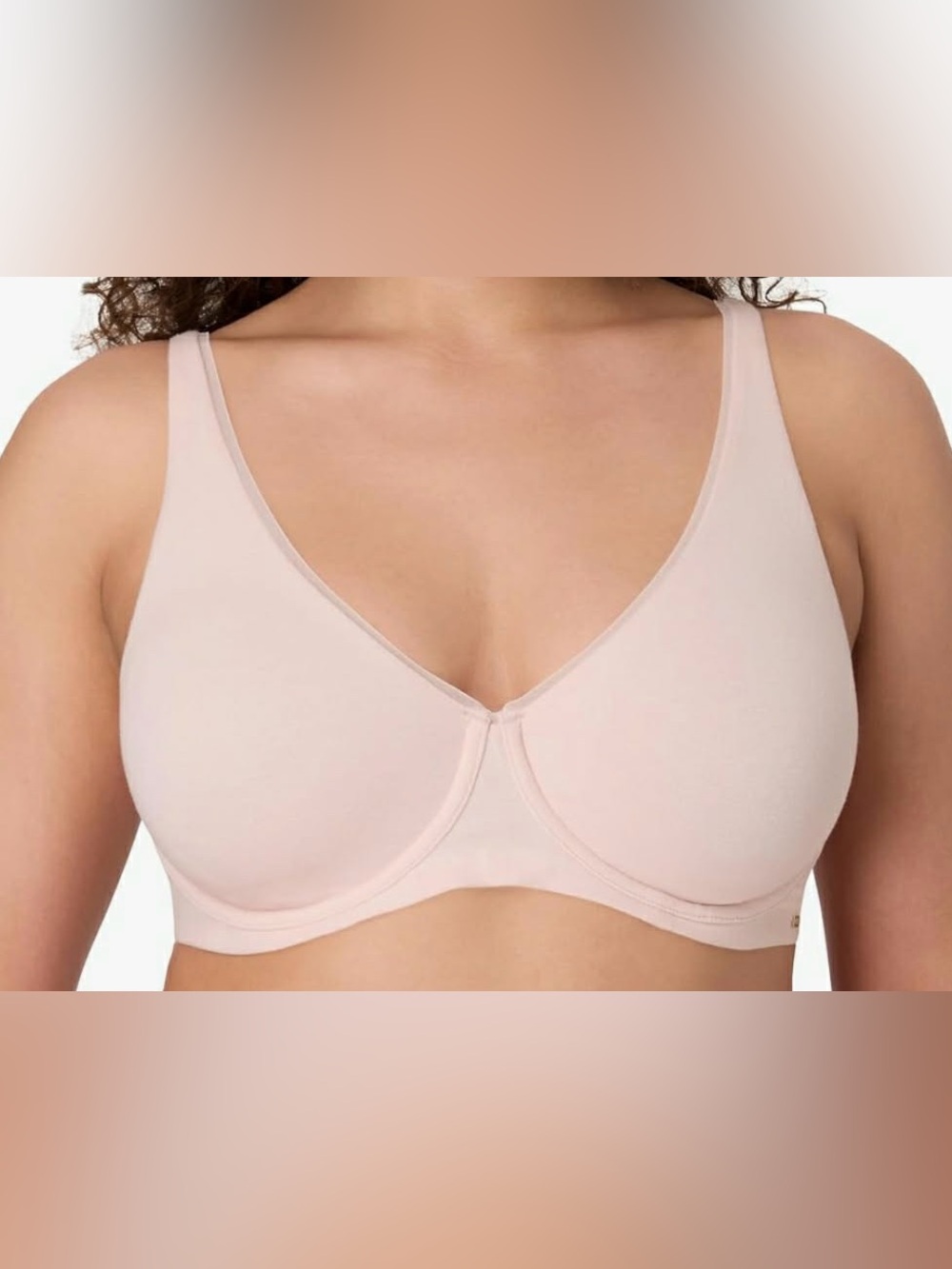 Bali Underwire Cotton Moisture Wicking Stretch fabric Bra - Light Blush 34D NWT